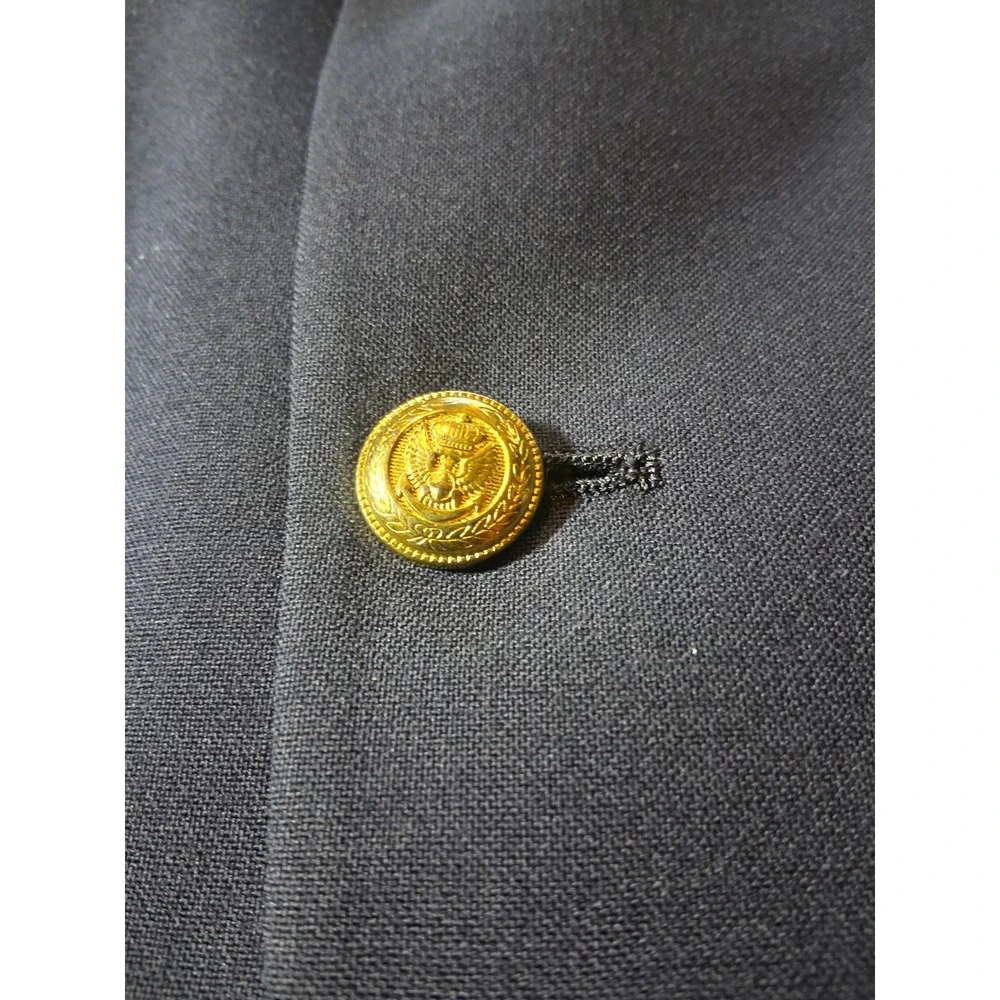 Jos. A. Bank Mens Navy Blue Wool Blazer Gold Crest Buttons Sport Coat